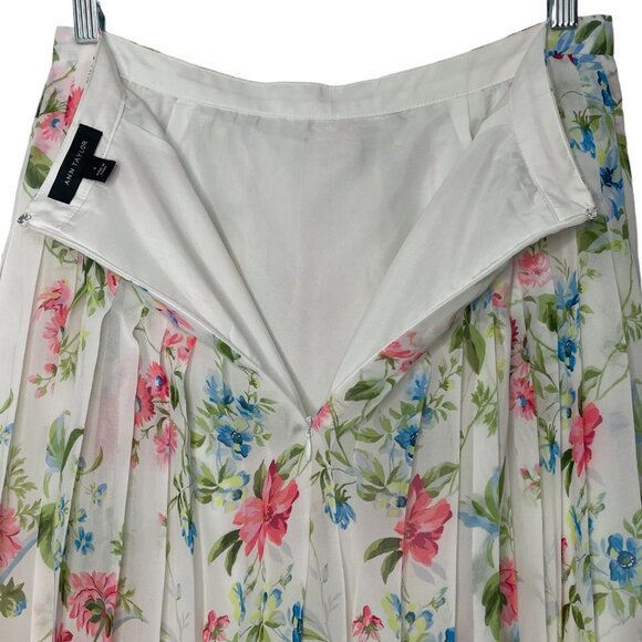 Ann Taylor Womens Pleated Skirt Size 6 Floral A-Line Flowy Lined Knee Length - Picture 4 of 6